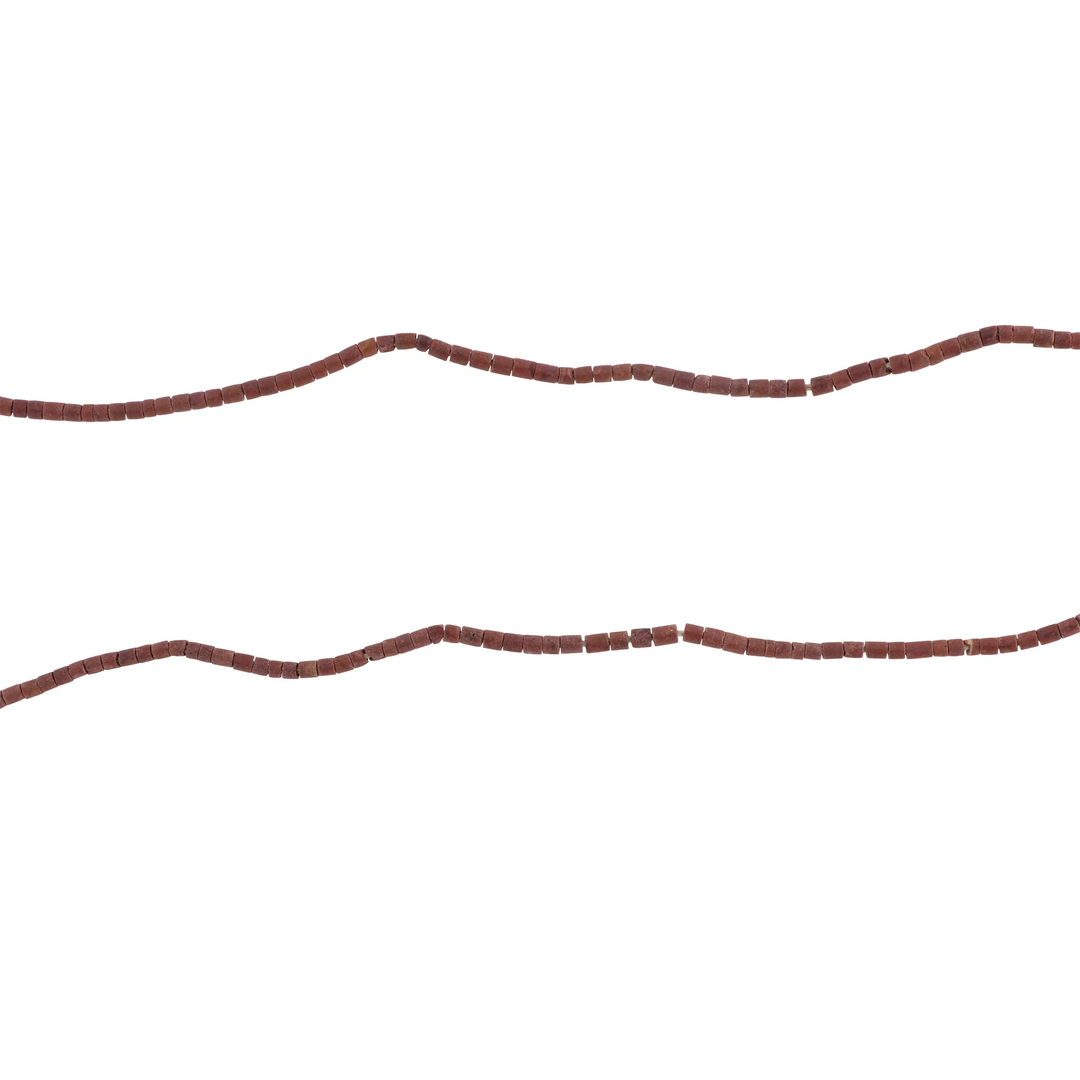 Smykkestensperler, string, jaspis rød rørperler mat, 45 cm/2 mm BOC