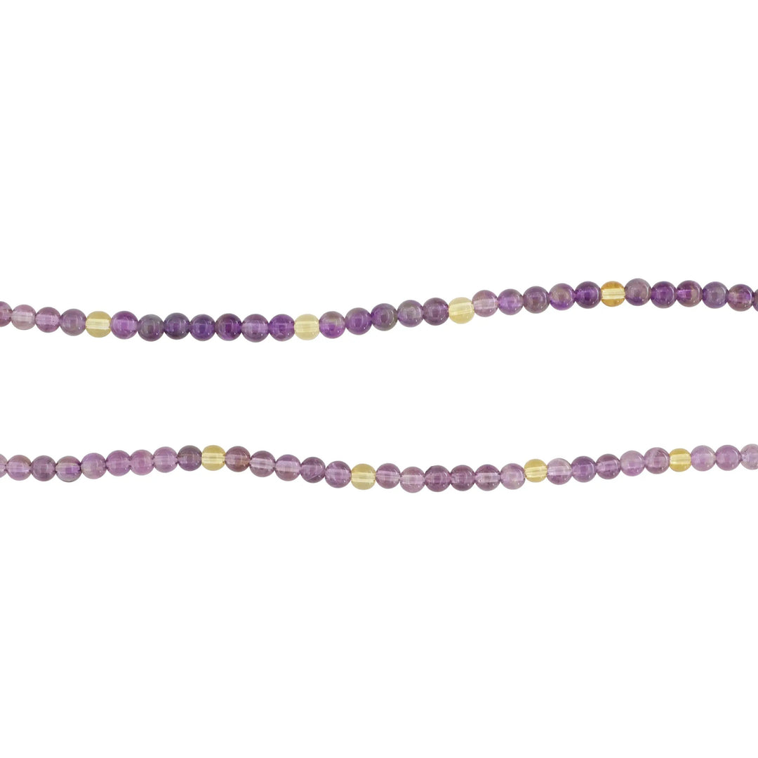 Smykkestensperler, string, ametyst/citrin rund, 37,5 cm/4,5 mm BOC