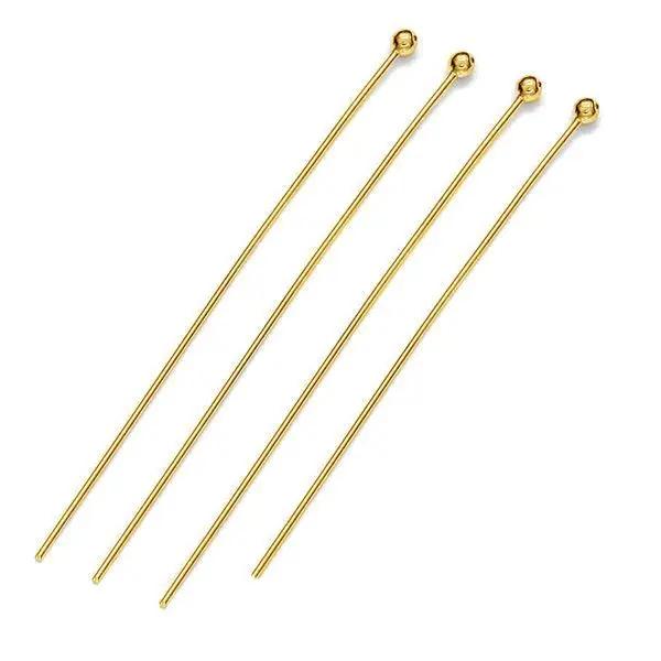 Headpin i sterlingsølv forgyldt med 1,5 mm kugle, 50x0,50 mm Silveks