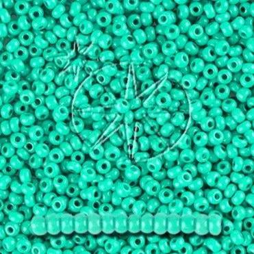 Grønne glasperler, preciosa, dark green dyed chalkwhite Preciosa