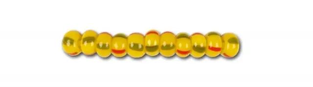 Stribede glasperler, preciosa, gul/rød/grøn stribet Preciosa