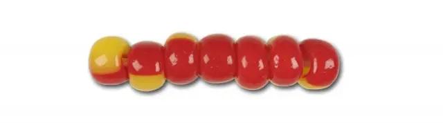 Multifarvede glasperler, preciosa, red and yellow harlequin Preciosa