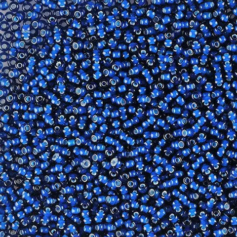 Blaue Glasperlen, Preciosa, weiß umrandeter dunkler Aquamarin, Großeinkauf 