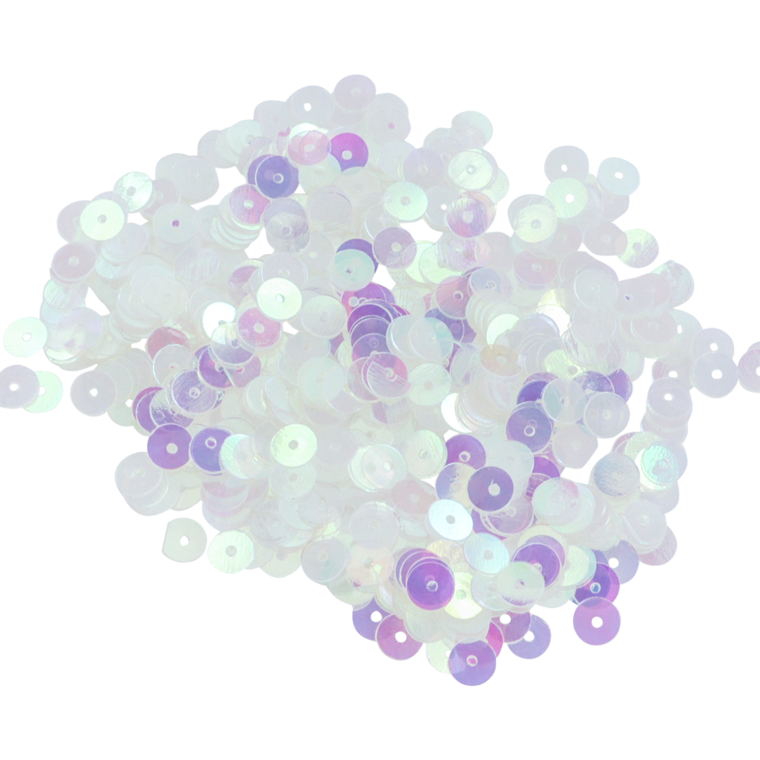 Palietter, runde, 4-12mm, transparent, med regnbueskær, 10-40g Beadhouse of Copenhagen