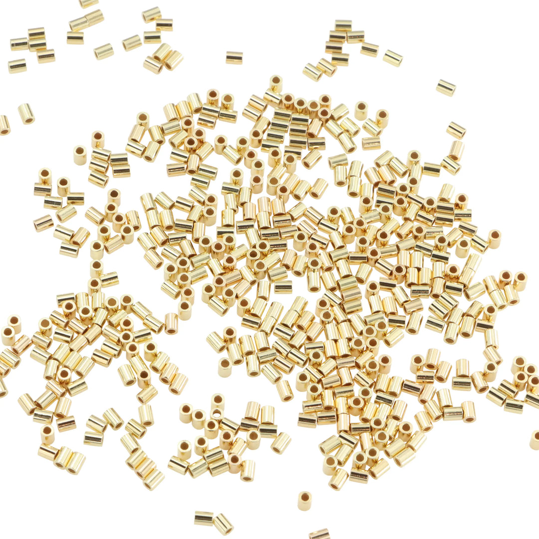 Drahtclipperlen aus vergoldetem Sterlingsilber, Röhre 2 x 1,5 mm, Großeinkauf 