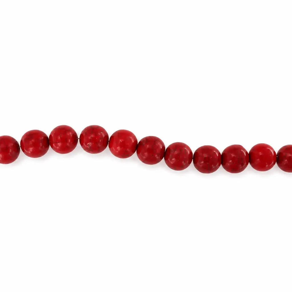 Smykkestensperler, string, rød magnasit, rund, 38 cm/16 mm