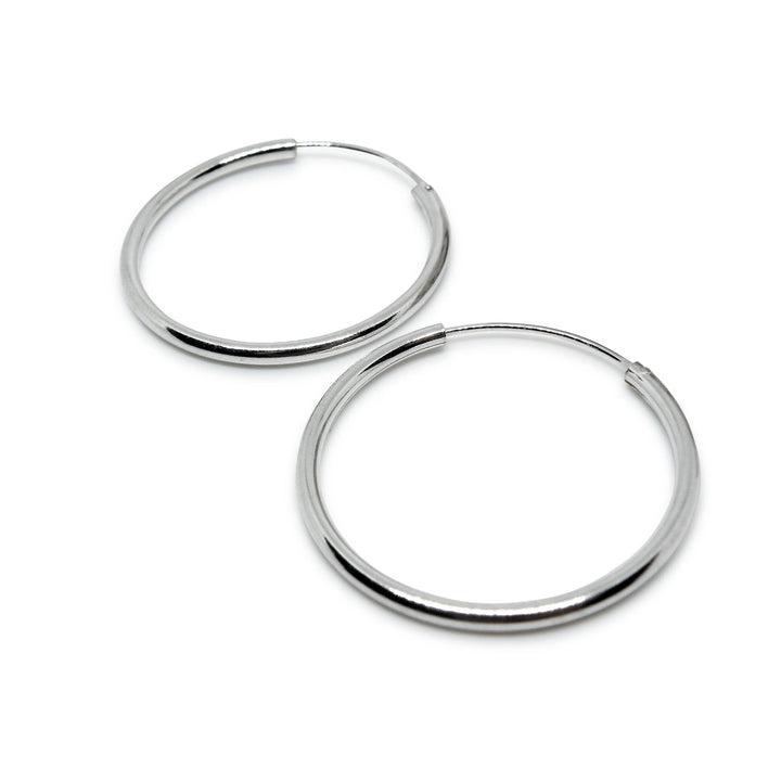 Øreringe, hoops, 50 mm, forgyldt og sterlingsølv BLT