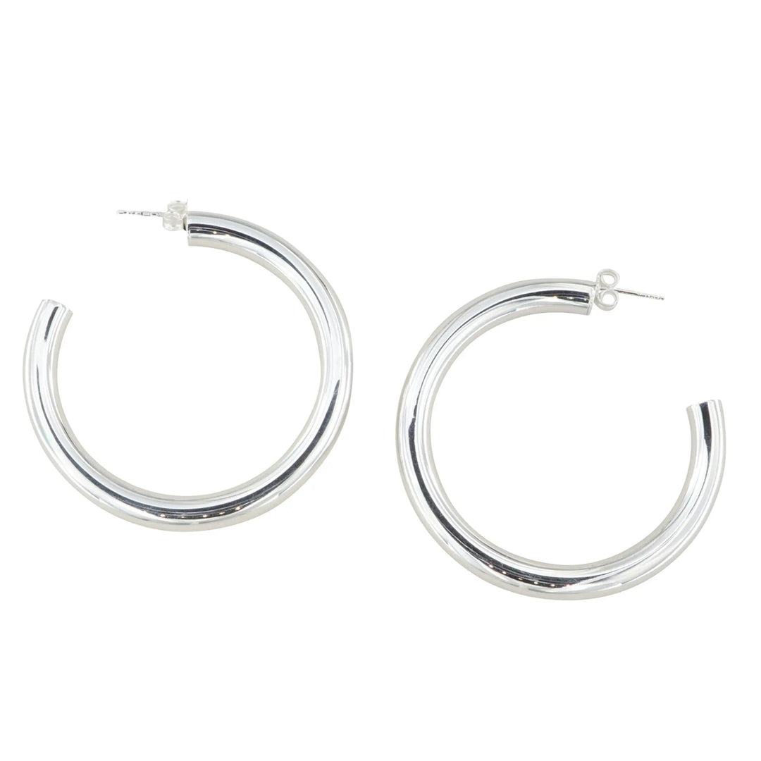 Øreringe, chunky hoops, sterlingsølv, 62 x 6 mm Italy