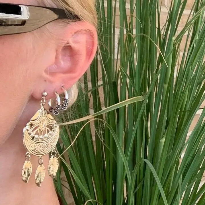 Øreringe, hoops med spiral, bølger og snoninger, sterlingsølv, 16 x 2/4 mm Beadhouse of Copenhagen