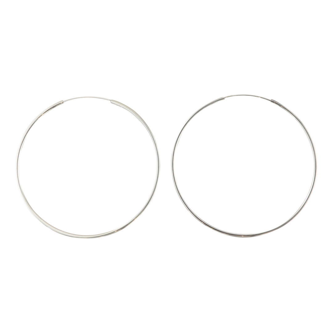 Øreringe, endless hoops, sterlingsølv, 70 x 2mm Tax