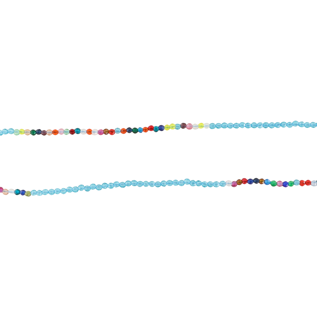 Krystalperler, string i krystal glas, facetteret, blå, 2 mm, ca 180stk