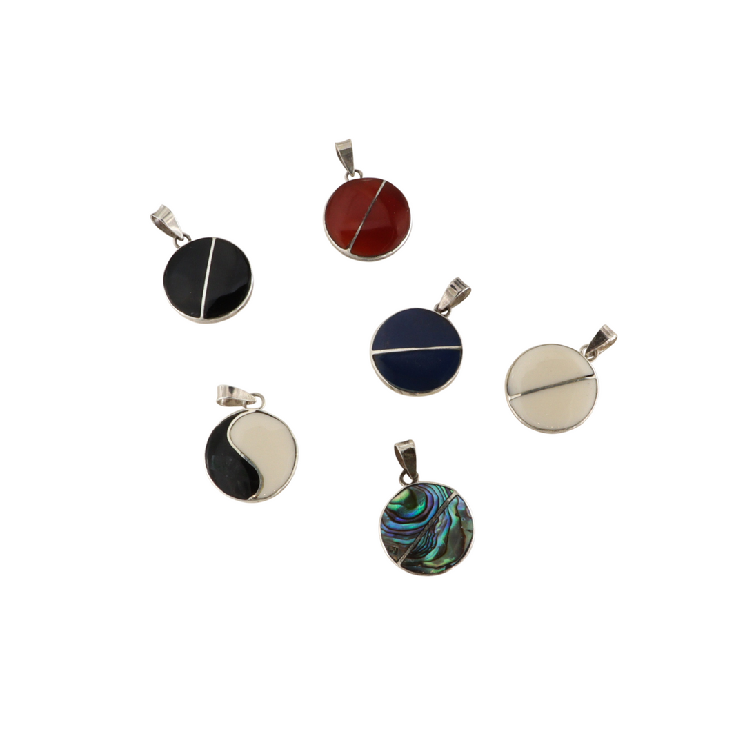 Vedhæng, rund med sten, sterlingsølv, 15mm, flere varianter Beadhouse of Copenhagen