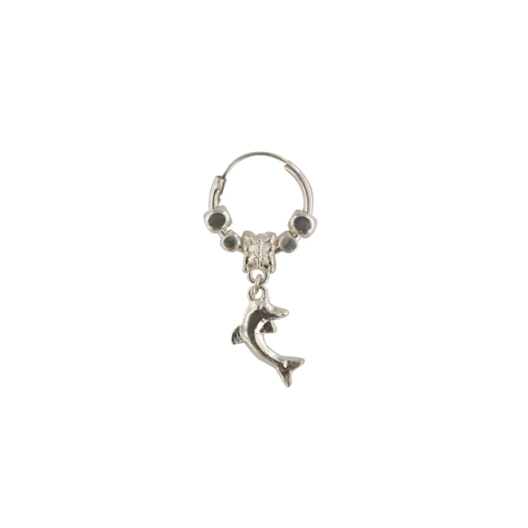 Ørering, hoop, m. delfin, sølvperler, sterlingsølv, metal 