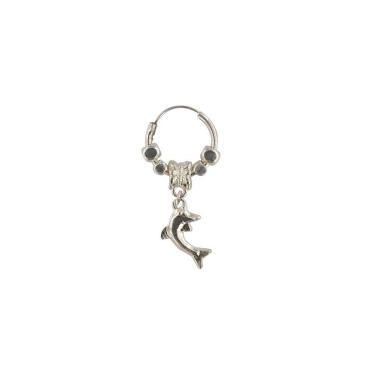 Ørering, hoop, m. delfin, sølvperler, sterlingsølv, metal 
