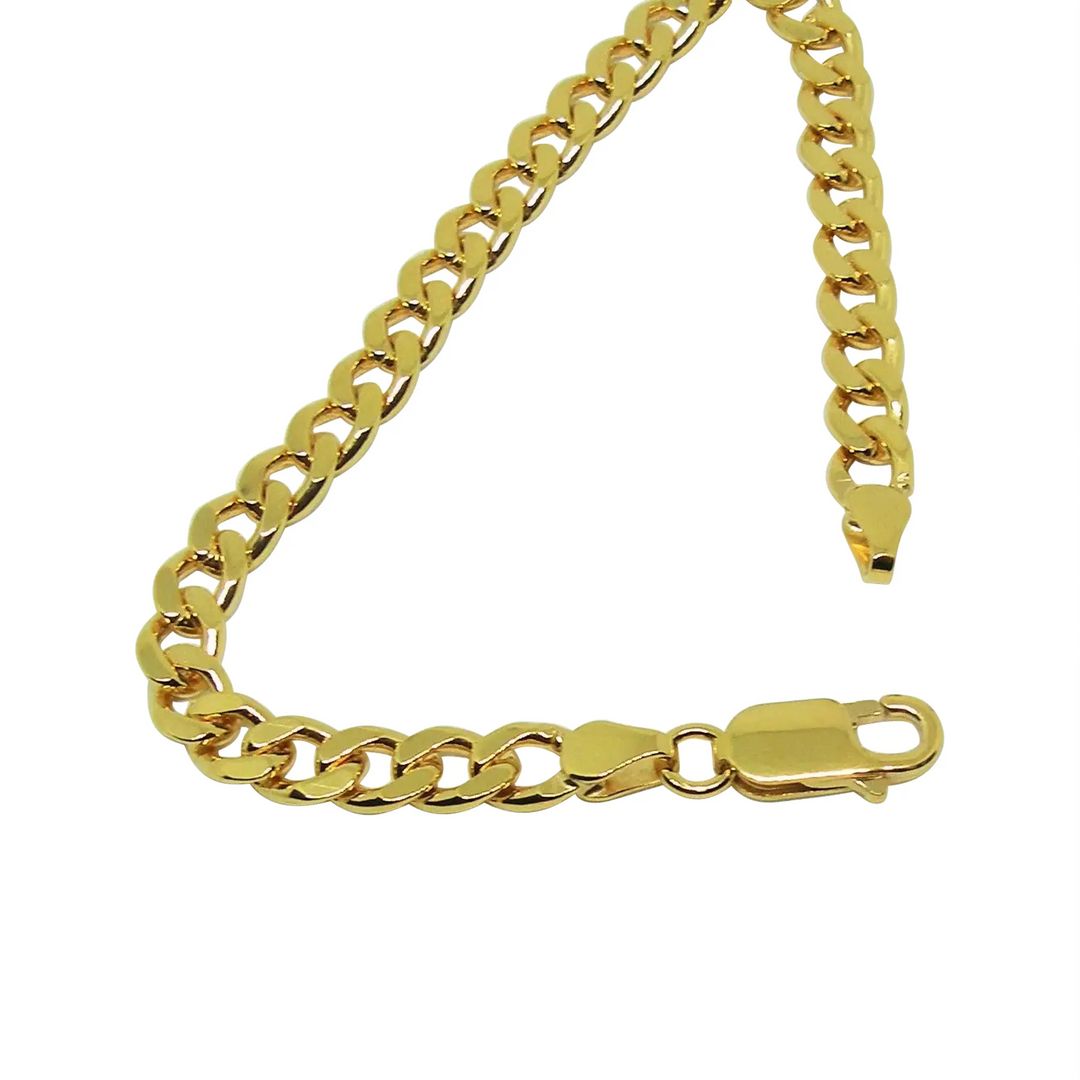 Armband, Rüstungsfacettenkette, vergoldetes Sterlingsilber, 16-22 cm/5,5 mm 