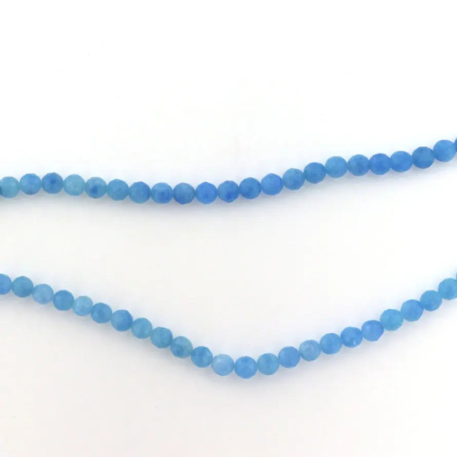 Smykkestensperler, string, blå kvarts rund facetteret, 40 cm/6 mm BOC