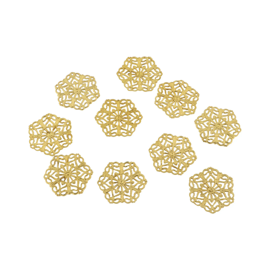 Anhänger, filigranes Mandala, vergoldetes Messing, 18 mm. Großeinkauf 