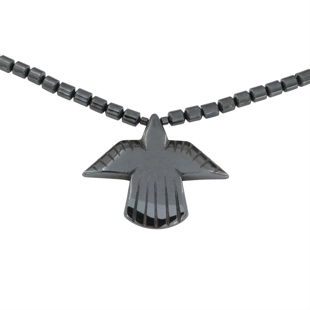 Halskette, Hämatit mit Adler, 46 cm/33 x 38 mm 