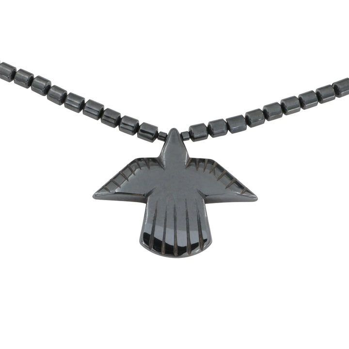 Halskette, Hämatit mit Adler, 46 cm/33 x 38 mm 