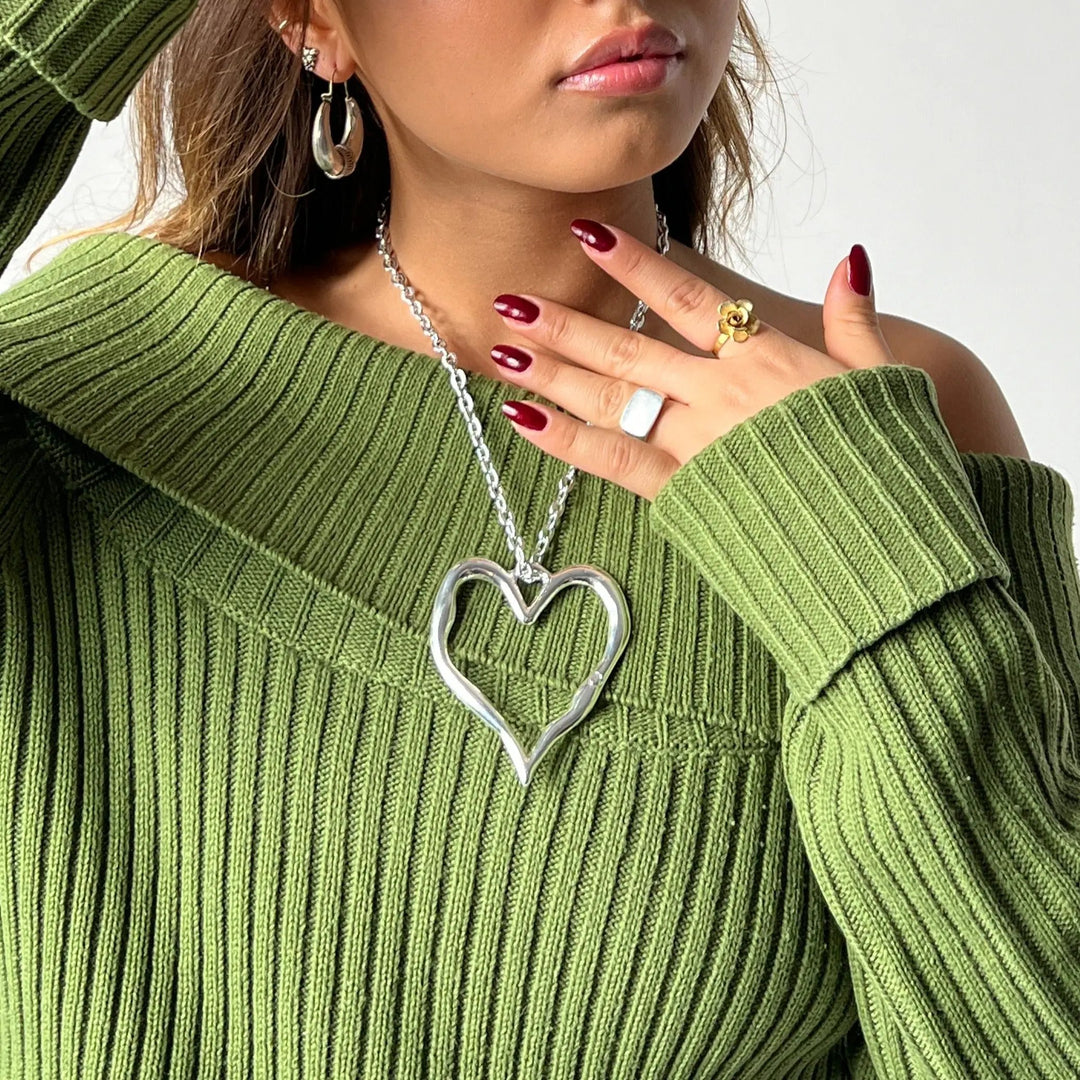 Vedhæng, hjerte kontur, forsølvet og forgyldt messing uden snor Tax