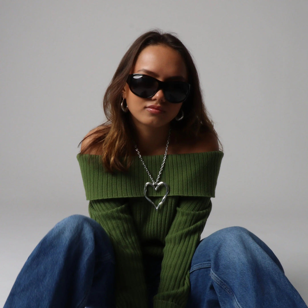 Vedhæng, hjerte kontur, forsølvet og forgyldt messing uden snor Tax