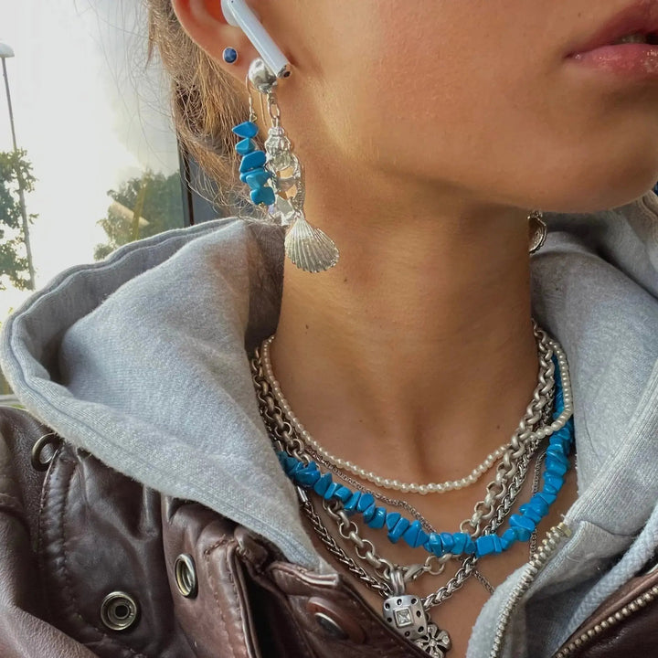 Øreringe ørestikkere strandskaller i forsølvet og forgyldt messing Beadhouse of Copenhagen