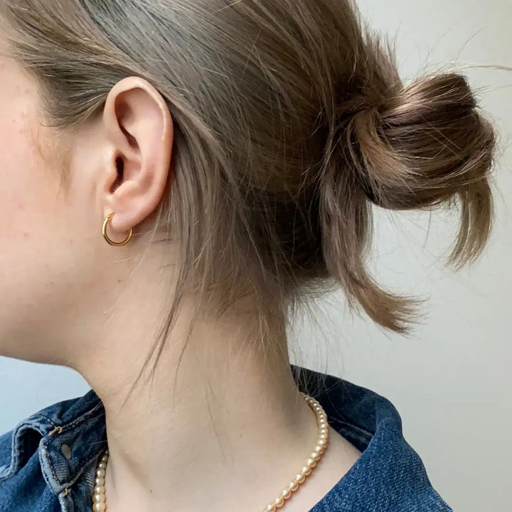 Øreringe, hoops, forgyldt sterlingsølv, 14 x 2 mm 102a Italy