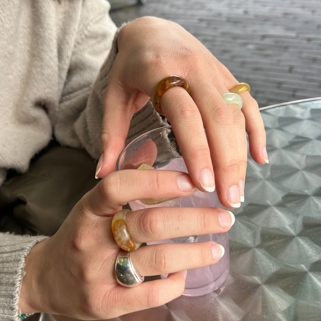 Find Fingerring, ædelsten, jade, mix - 4 stk hos Beadhouse of Copenhagen i dag, med en altid hurtig levering!