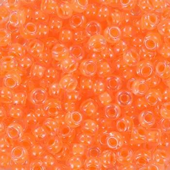 Orange glasperler, miyuki rocailles seed beads, luminous soft orange 8/0 Krea