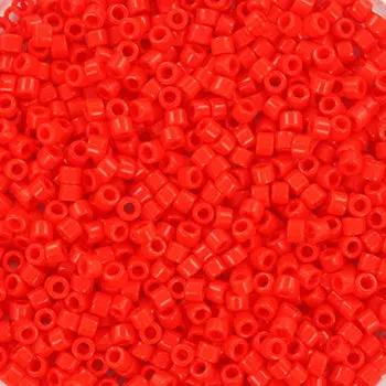 Røde glasperler, miyuki delica beads, opaque vermillion red Krea