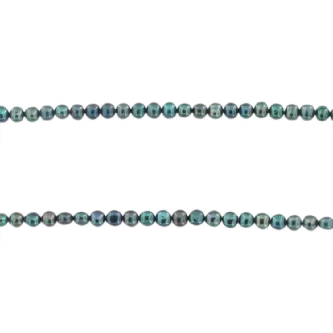 Süßwasserperlen, Schnur, Petroleumblau rund gefärbt, 44 cm/4,5 mm 