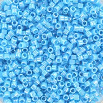Blå glasperler, miyuki delica beads, opaque ab turquoise Krea