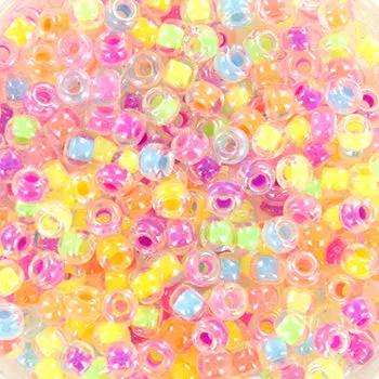 Blandede glasperler, miyuki rocailles seed beads, neon party mix Krea