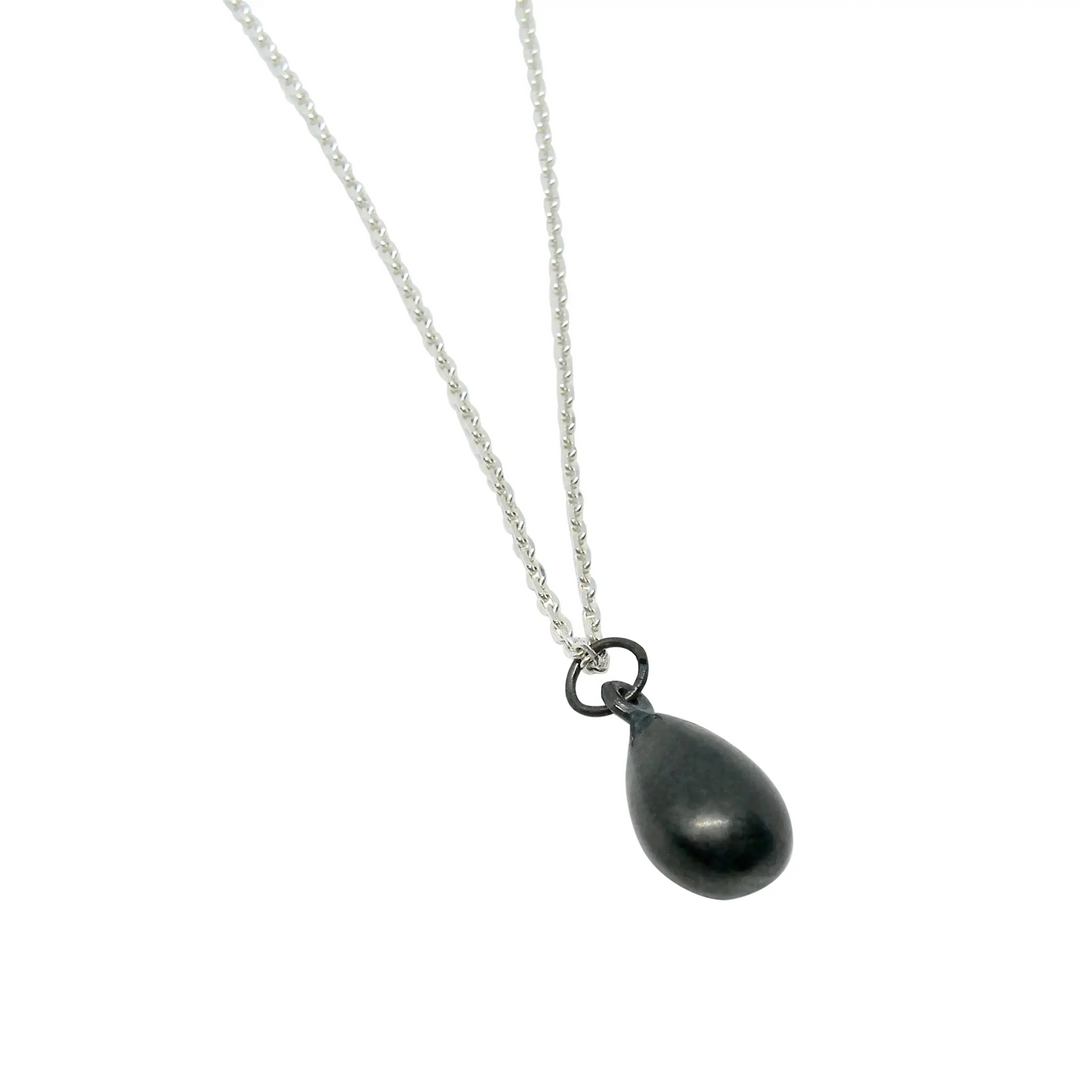 Anhänger, oxidierter Tropfen, oxidiertes Sterlingsilber 