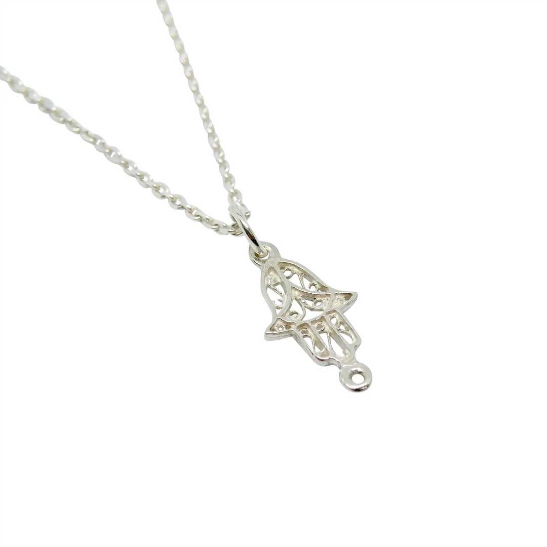 Mittelglied, kleine Hamsa-Hand mit Ring, Sterlingsilber 