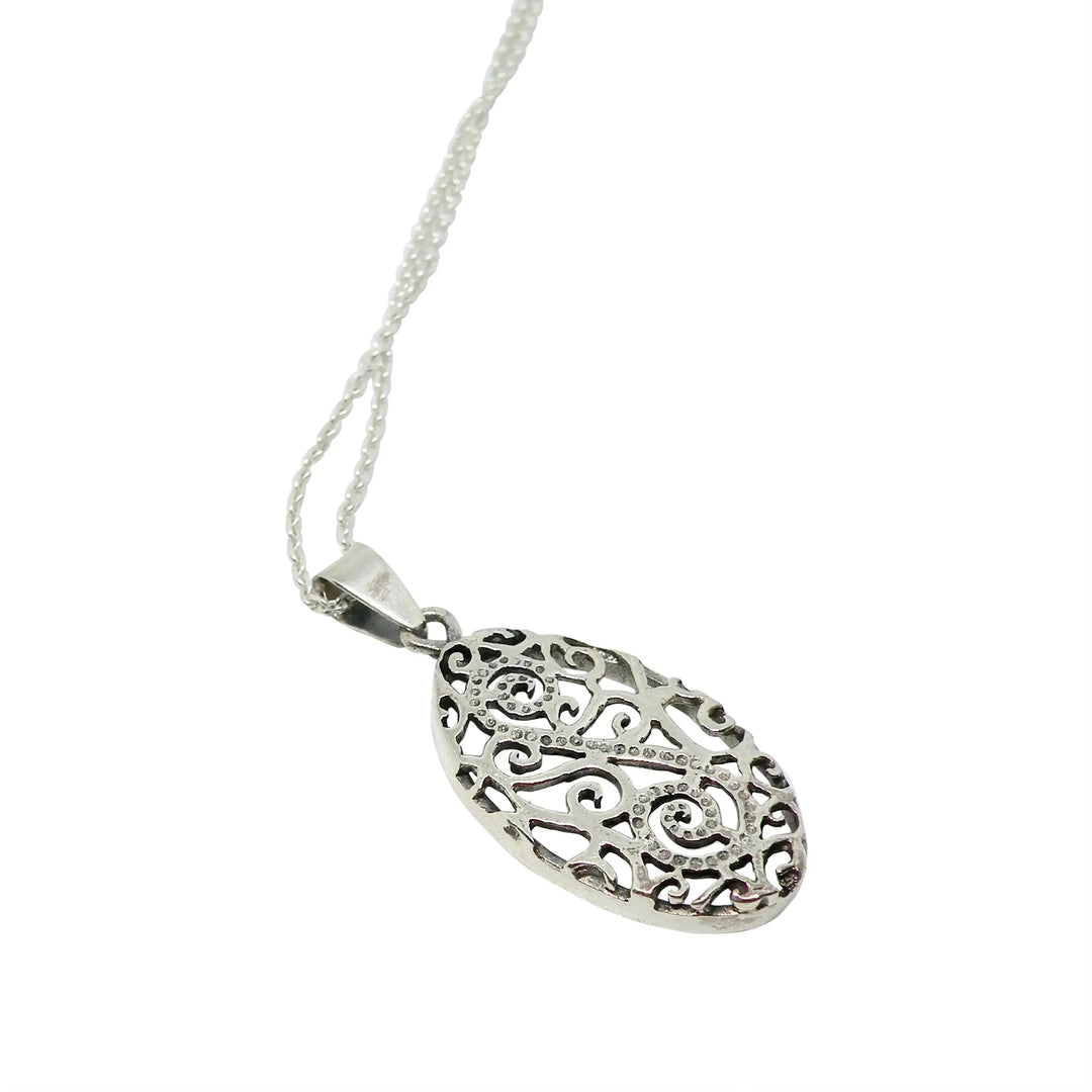 Anhänger, oval, filigran, Sterlingsilber 