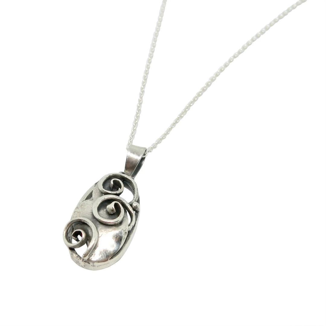 Anhänger, ovaler Charm mit Wirbeln, Sterlingsilber 
