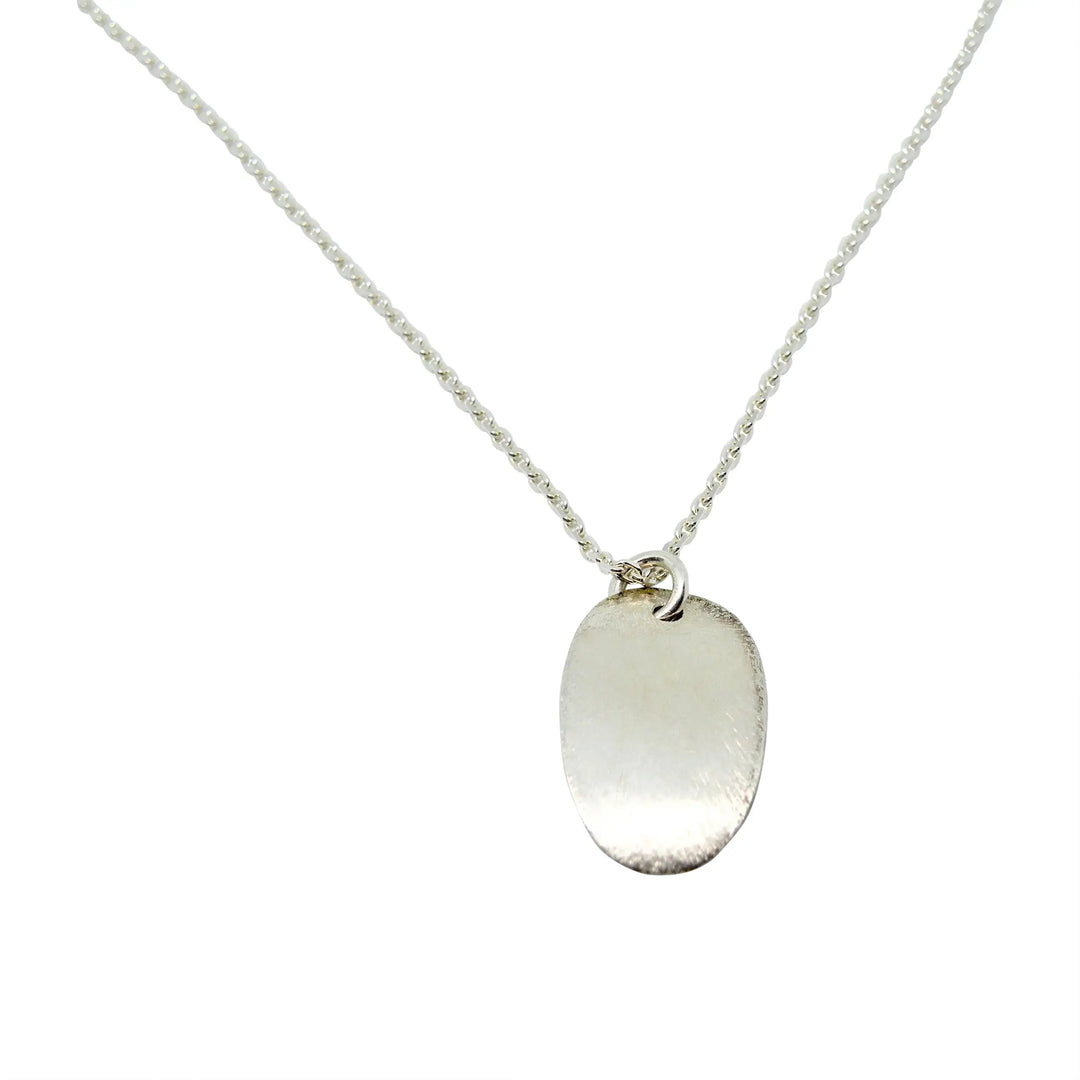Anhänger, gebürstetes ovales Schild, Sterlingsilber 