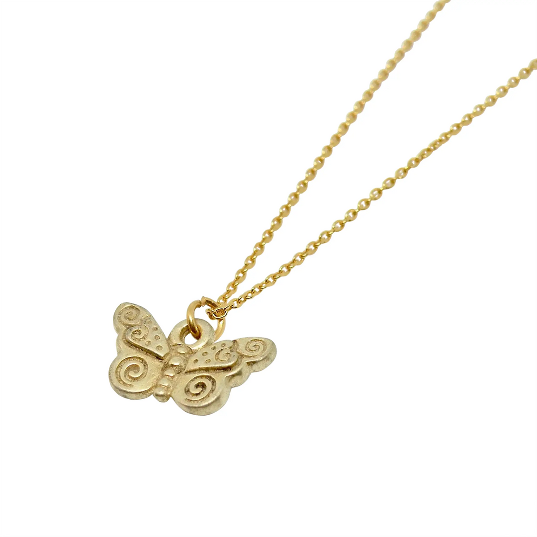Anhänger, kleiner klobiger Schmetterling, vergoldetes Sterlingsilber 