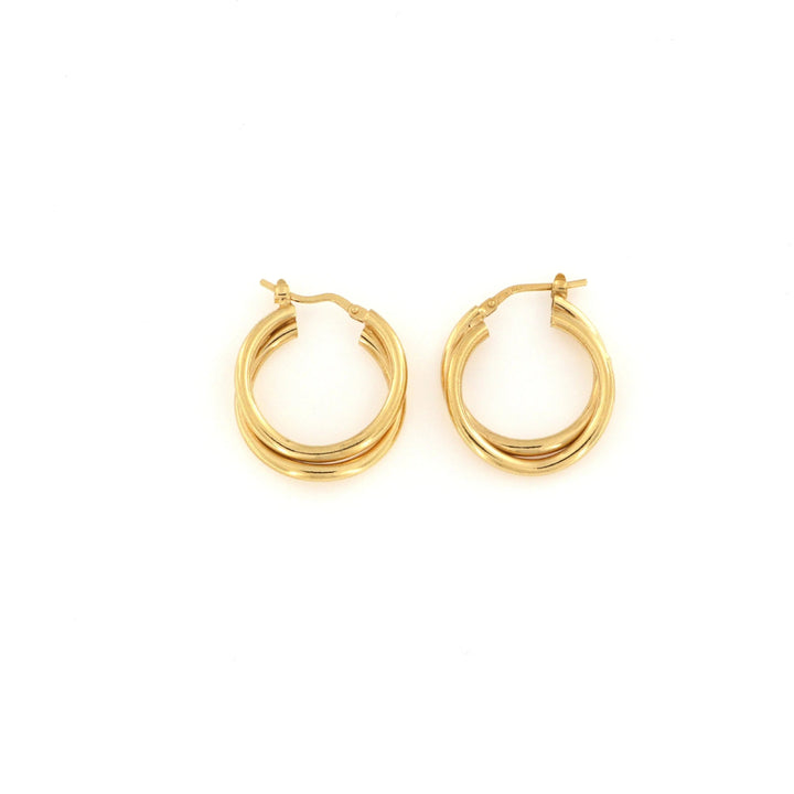 Øreringe, chunky dobbelte hoops, forgyldt sterlingsølv, 15-21mm Italy