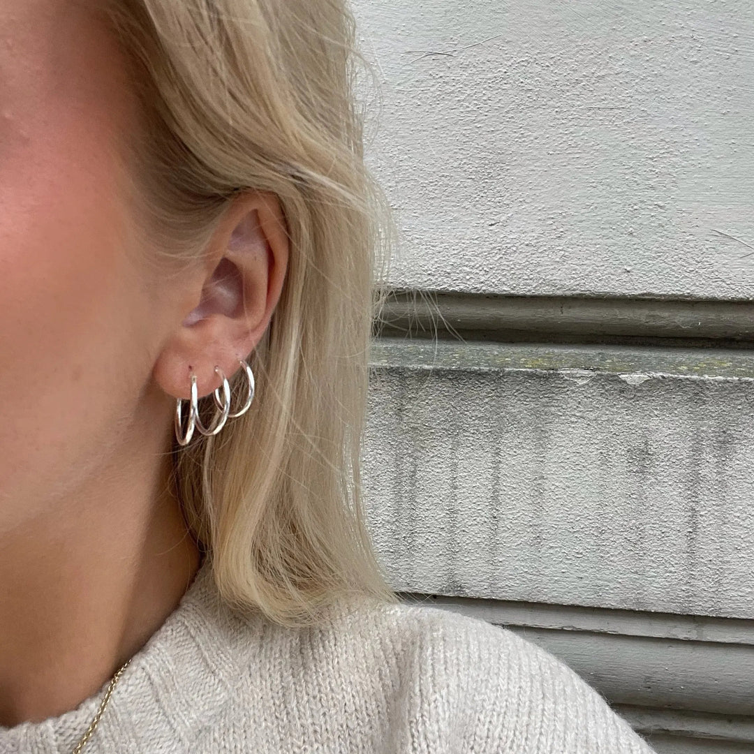 Øreringe, hoops, 16 mm, sterlingsølv og forgyldt sterlingsølv BLT