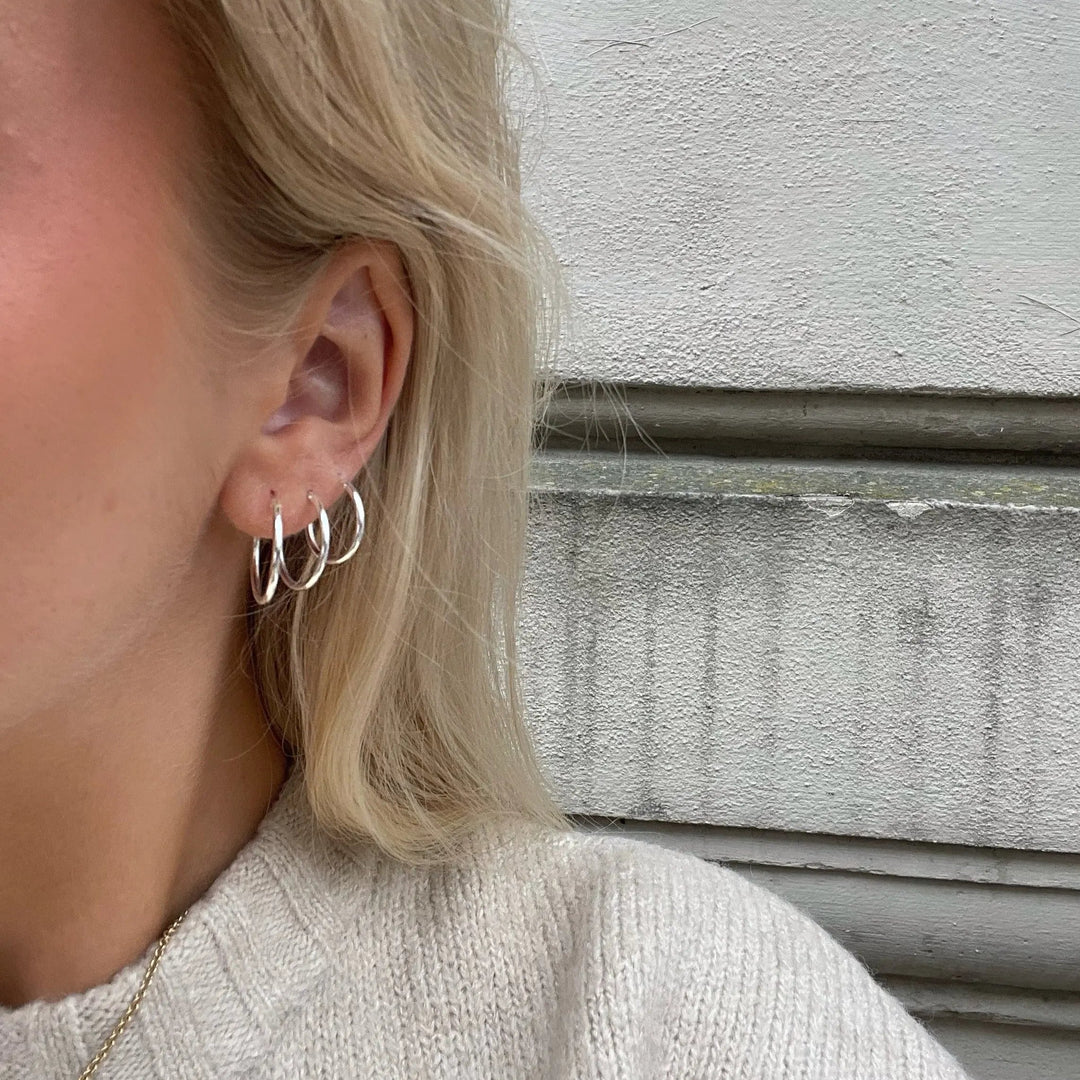 Øreringe, hoops, 20 mm, sterlingsølv og forgyldt sterlingsølv BLT