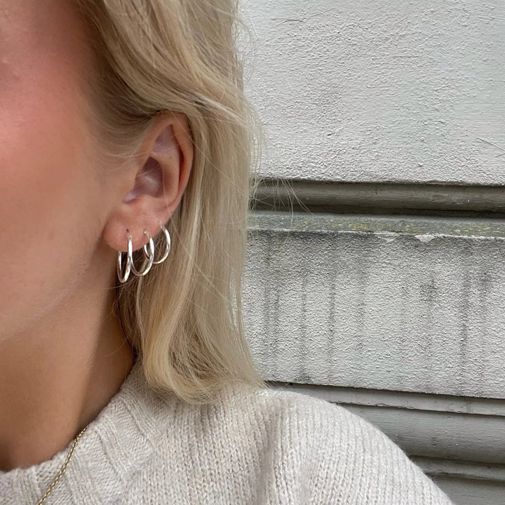 Øreringe, hoops, 20 mm, sterlingsølv og forgyldt sterlingsølv BLT