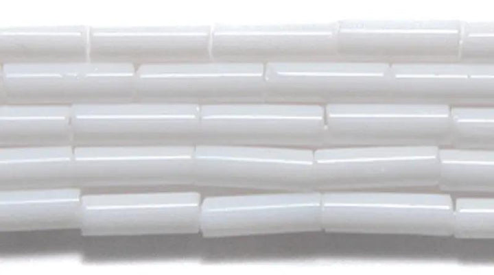 Hvide glasperler, preciosa cut bugles, opaque white, 4,6 mm Preciosa