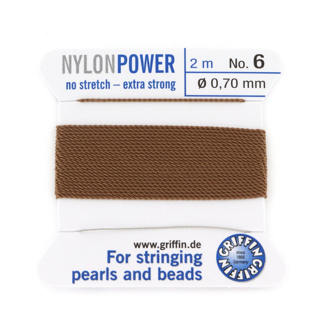 Perlesnor, griffin nylonpower beige m. nål, nylon, 2 m Fritz
