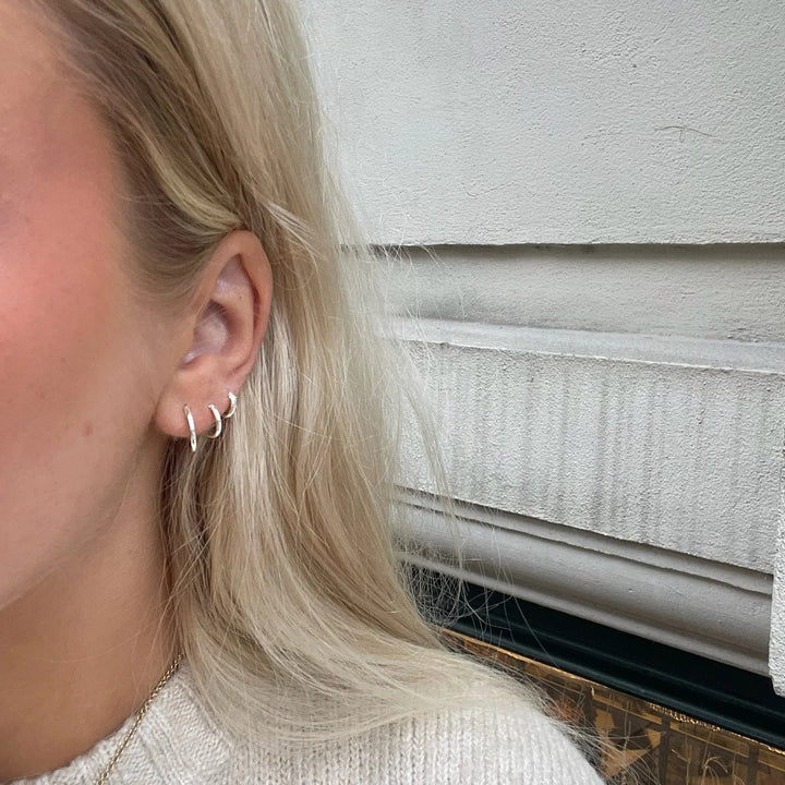 Øreringe, hoops, 14 mm, sterlingsølv og forgyldt sterlingsølv BLT