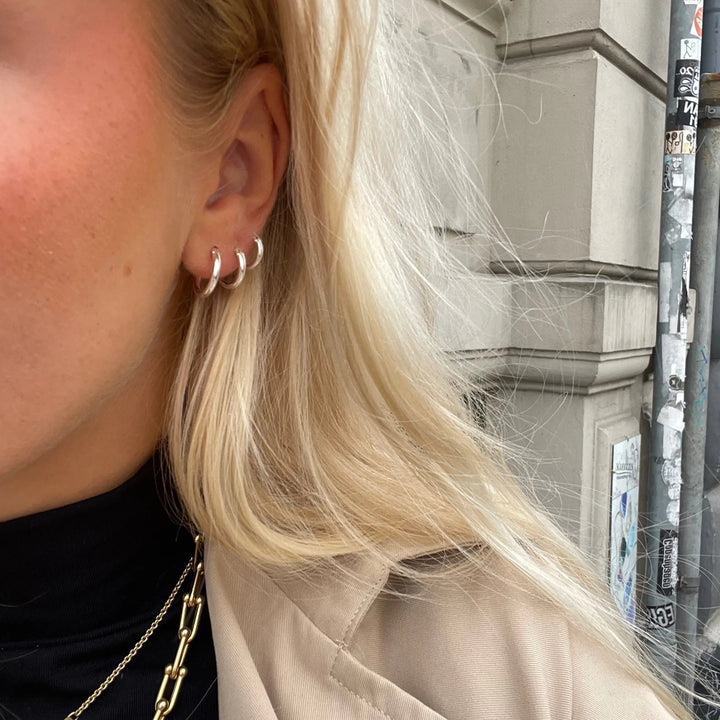 Øreringe, hoops, 14 mm, sterlingsølv og forgyldt sterlingsølv BLT