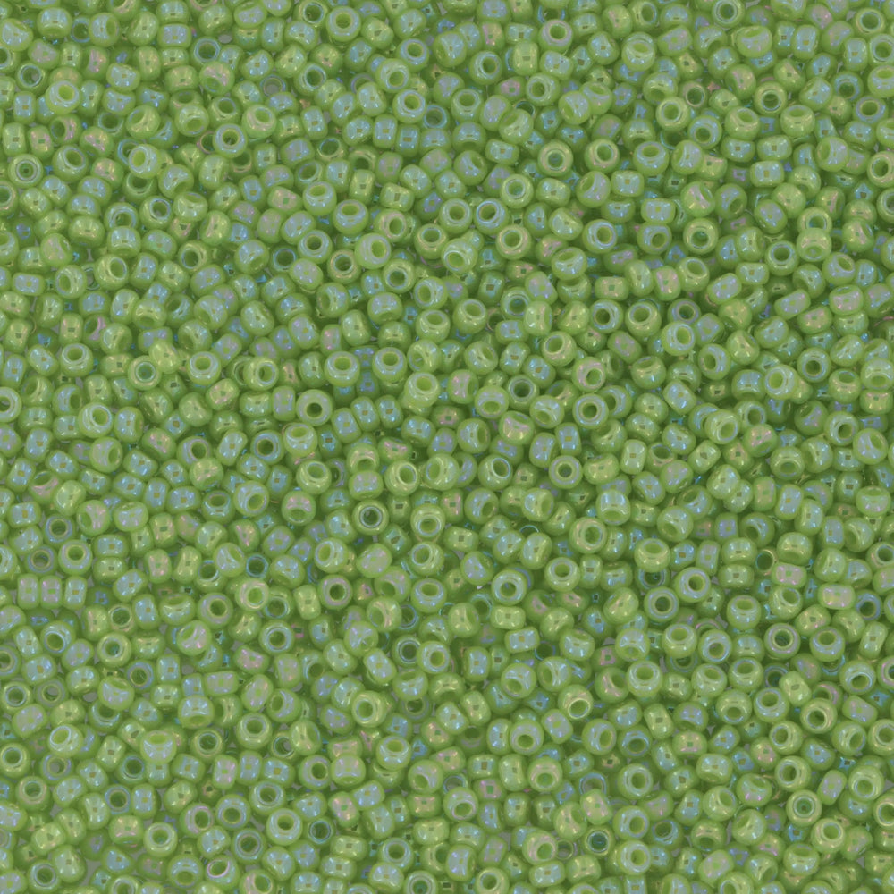 Grønne glasperler, miyuki rocailles seed beads, duracoat opaque chartreuse Krea