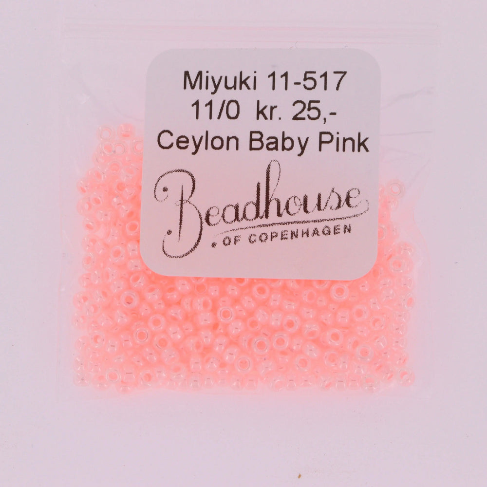 Lyserøde glasperler, miyuki rocailles seed beads, ceylon baby pink Krea