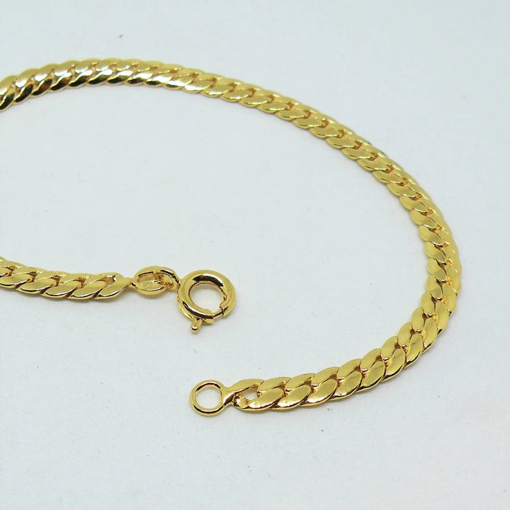 Armbånd, sildebens kæde, sterlingsølv og forgyldt, 16-19 cm/3,5 mm Spain